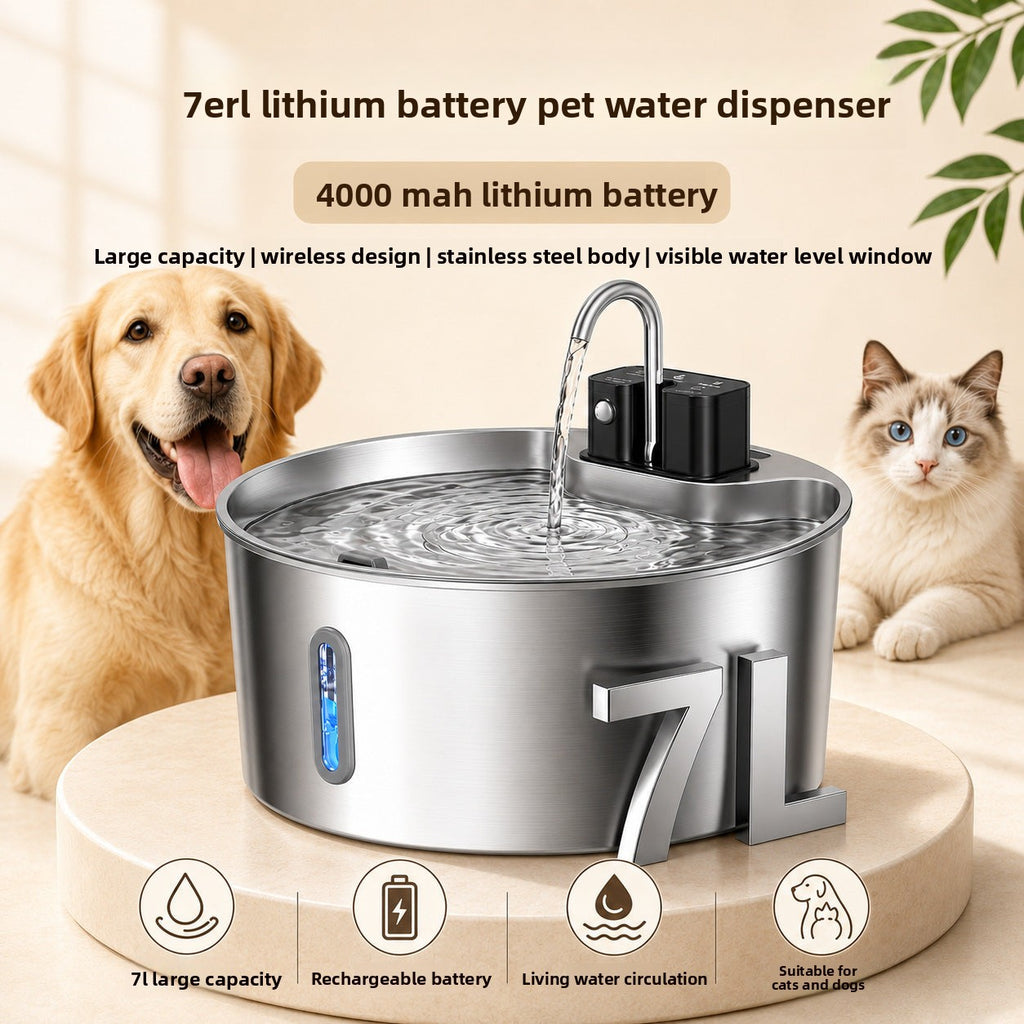 PawSmart AquaMax 7L — Wireless Smart Pet Water Fountain with Silent Pump & Auto Sensor